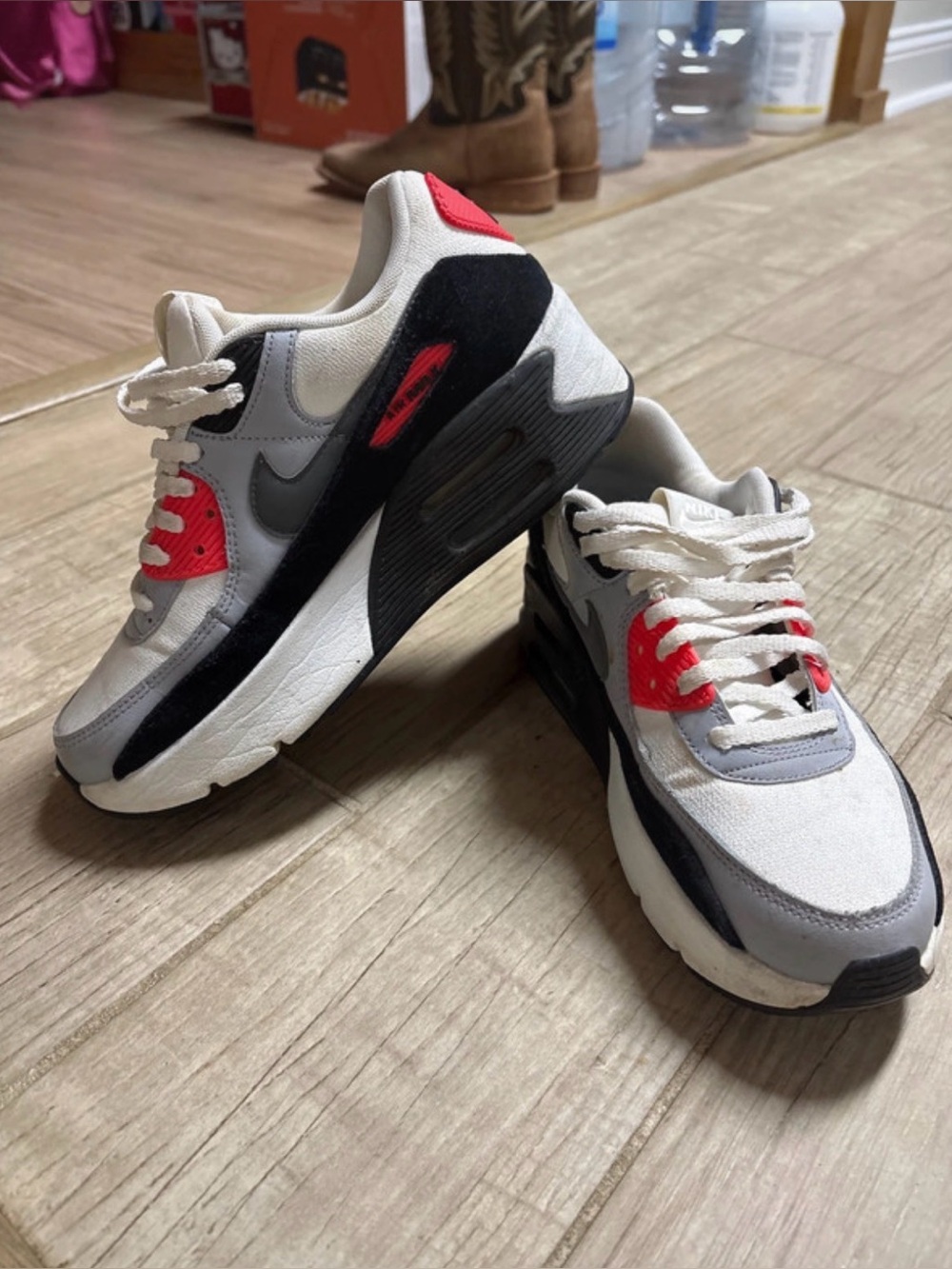 Nike Women’s Air Max platform Sneakers in White, Gray & Red